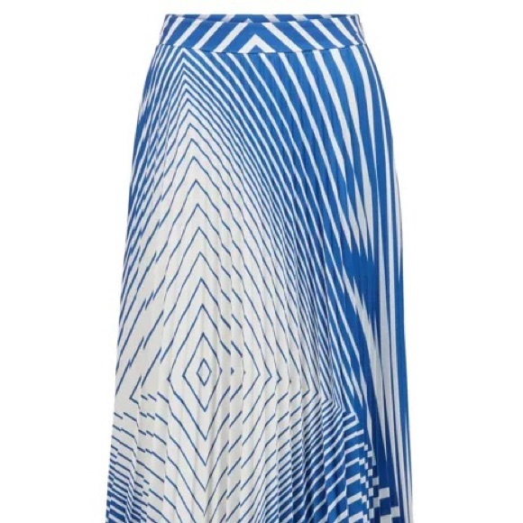 HUGO BOSS ASYMMETRIC PLISSÉ SKIRT WITH FOULARD-INSPIRED STRIPE PRINT - Picture 4 of 7